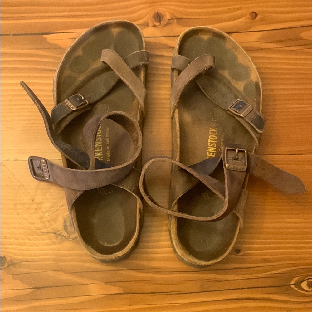 Birkenstock ankle strap sandals, habana brown, GUC, size 38